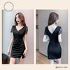Sexy Dress with Elegant Lace Sleeves and Slit Detail Perfect for Mini Small Size S [M's Mimi] Women's Short-Sleeved - Hostesses, Bodycon, Dress,