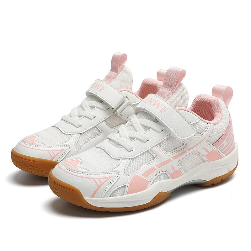 Children'S Badminton Shoes Velcro Men'S And Women'S Older Children'S Professional Sports Shoes Breathable Mesh Soft Sole Shock Training Shoes