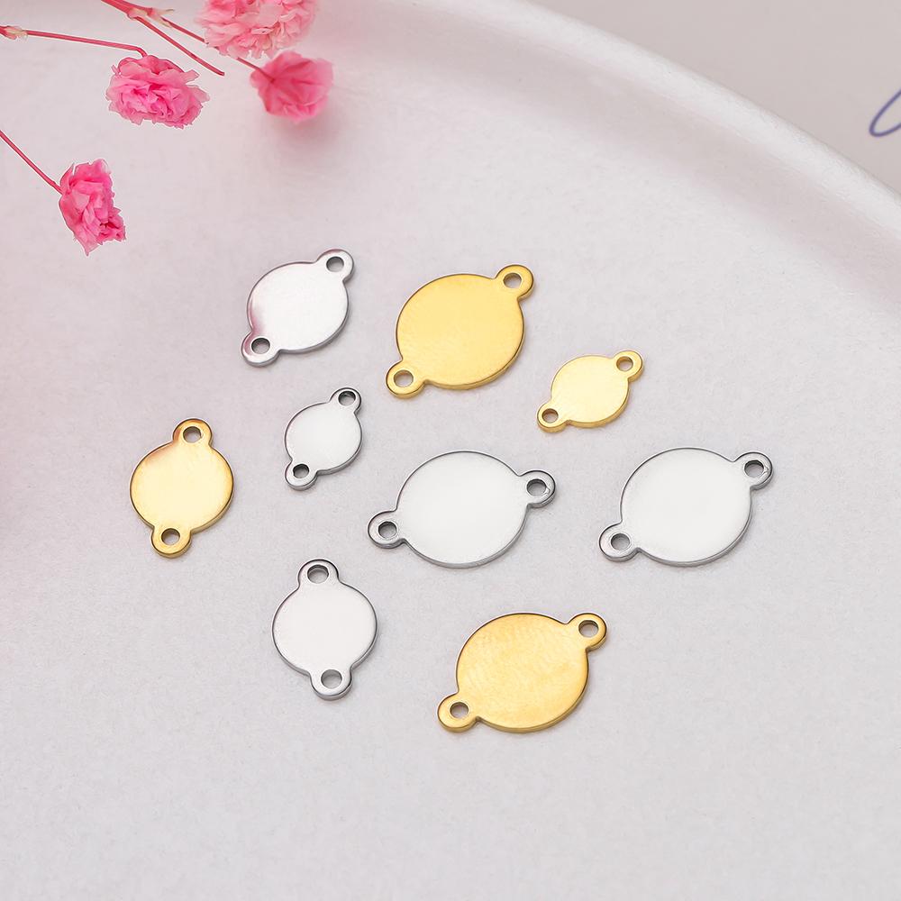 20/50/100pcs Stainless Steel Customize Logo Tags Charms Connectors for DIY Jewelry Making Personalized Name Logo Jewelry Tags