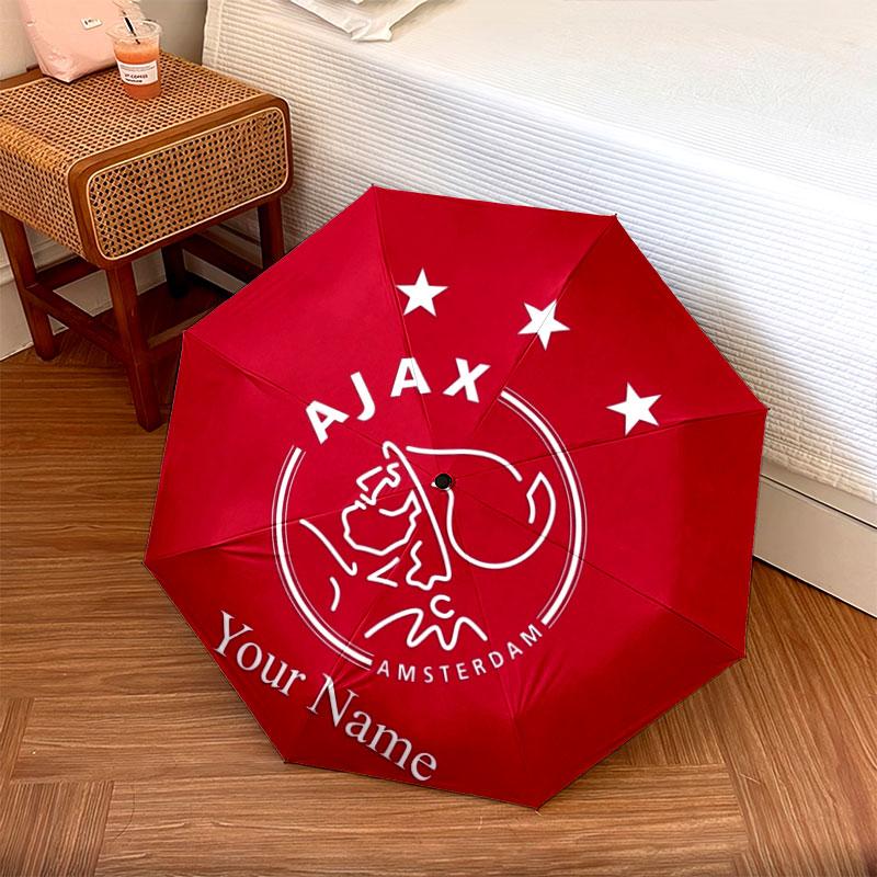 1 PC Automatic Folding Umbrella - AFC Ajax Custom Name Pattern, Portable & Foldable Design with 8 Ribs, Christmas Birthday Gifts