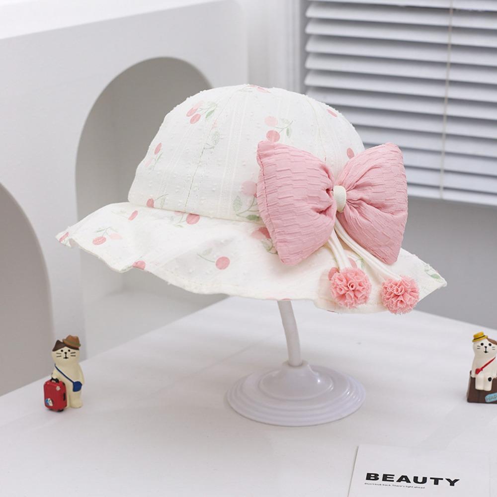 Kawaii Baby Fishermen Hat Bowknot Kids Bucket Hat Sunscreen Children Sun Hat  Apparel Accessories