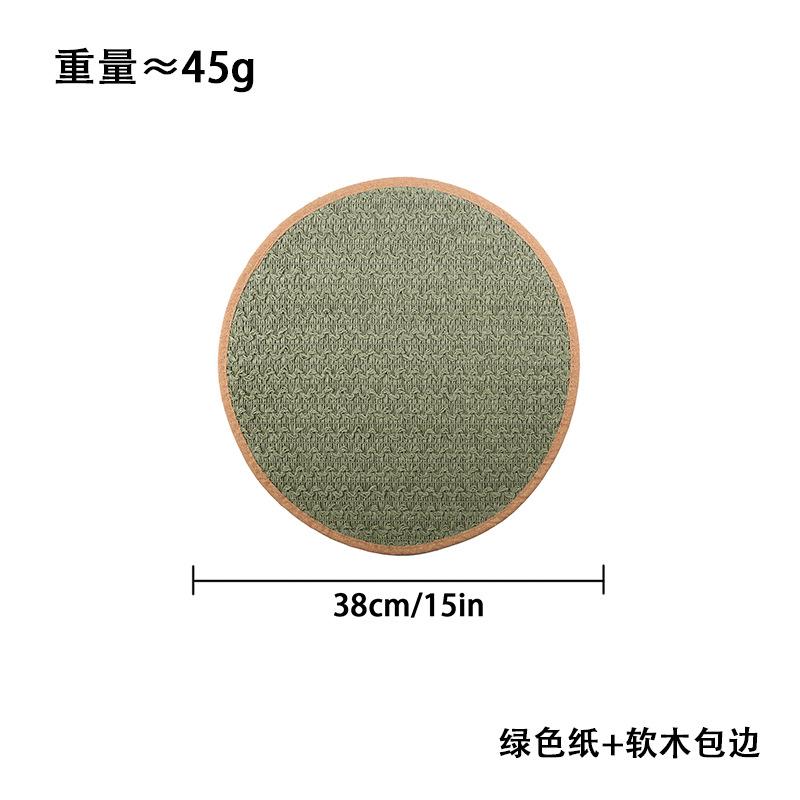 Japanese dining table mat paper placemat Western dining mat hand-woven cork hemming round insulation mat bowl mat tea mat