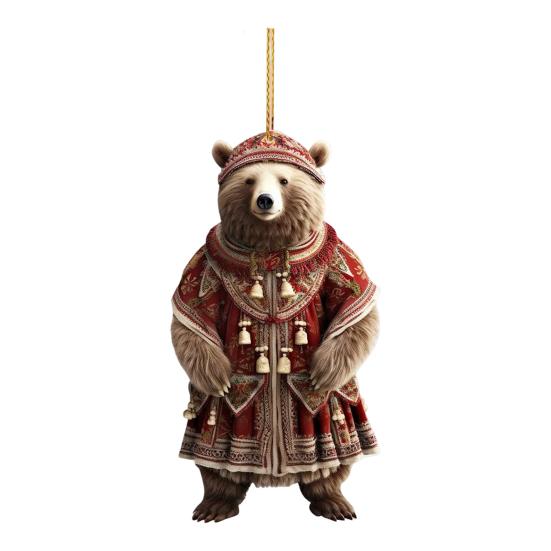 Polar Bear Christmas Ornament Cute Bear Xmas Tree Ornament 2D Acrylic Hanging Pendant for Car Interior Home Decor