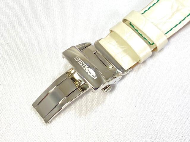 L03V013J0 SEIKO Brightz 20mm Leather for via Strap, Crocodile, White, SDGC007/ 6R21-00J0 (Ships Nekoposu)