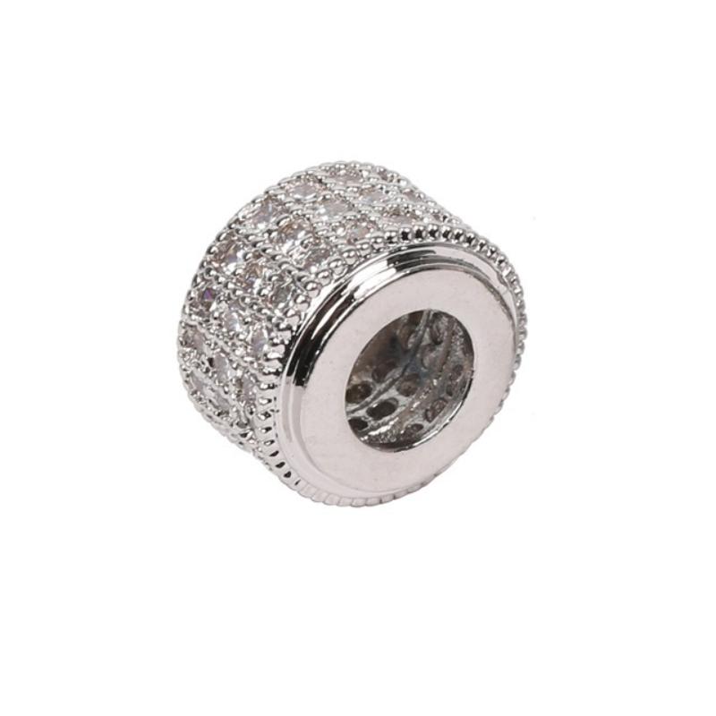 10 Pcs/lot Geometric Circular Micro Inlaid Zircon Charms DIY Large Hole Spacer Beads for Jewelry Making Supplies Wholesale