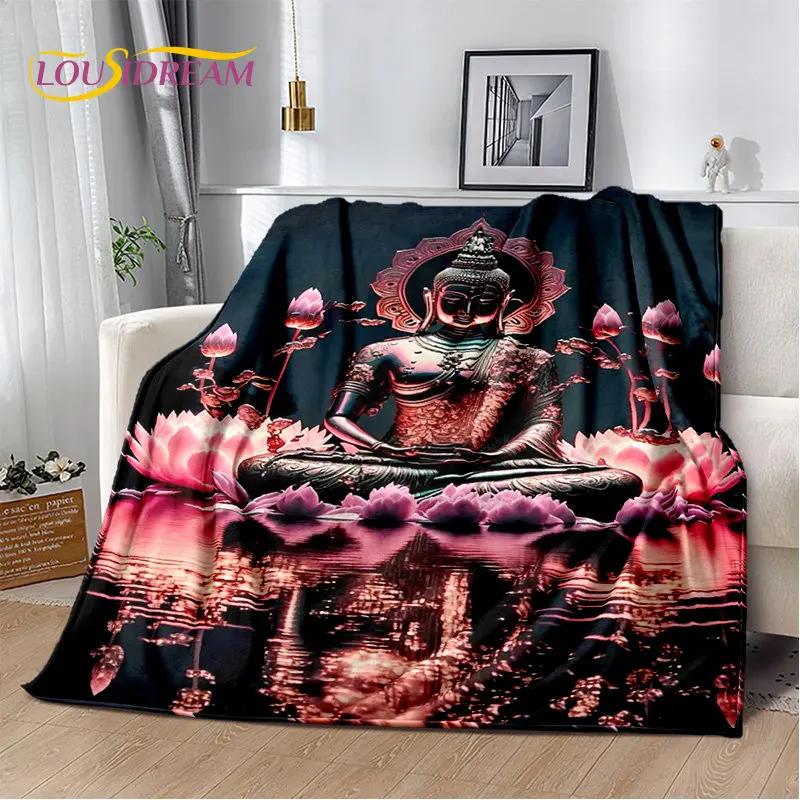 Manta de felpa suave de Buda Sakyamuni budismo fe religión, manta de franela para sala de estar, dormitorio, cama, sofá, oración