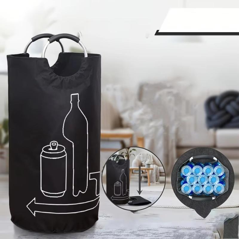 Borsa Riciclo Bottiglie Grande Manico in Alluminio Tessuto Oxford 90L Portatile Pieghevole Organizzatore Contenitore Sacca Raccoglitore Bottiglie Acque Reflue