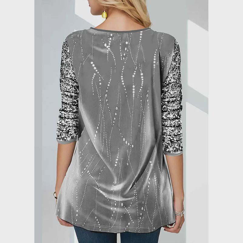 Wiosenno-jesienne damskie luźne topy z nadrukiem – moda europejska i amerykańska