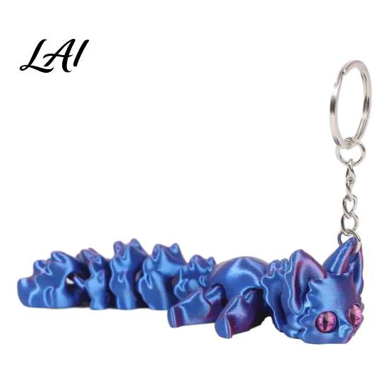 3D Printed Fox Keychain Articulated Keychain Flexible Joint Animal Pendant with Metal Fun Desk Decoration Key Ring Creative Figurine Toy Bag Charm