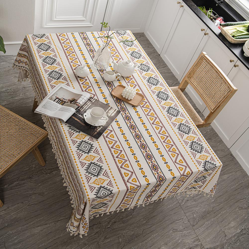 Toalha de mesa boêmia Toalha de mesa resistente a óleo e água Toalha de mesa de jantar Toalha de mesa para acampamento e festa de casamento