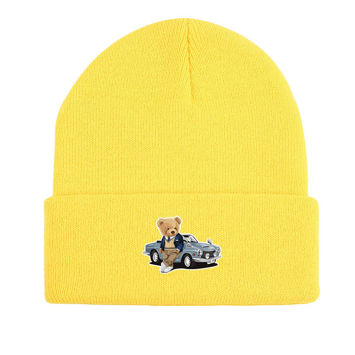 

Теплая вязаная шапка Bear Car Beanie, шапка Animal Man, теплая зимняя повседневная вязаная шапка-чепчик Beanie as the picture жёлтый