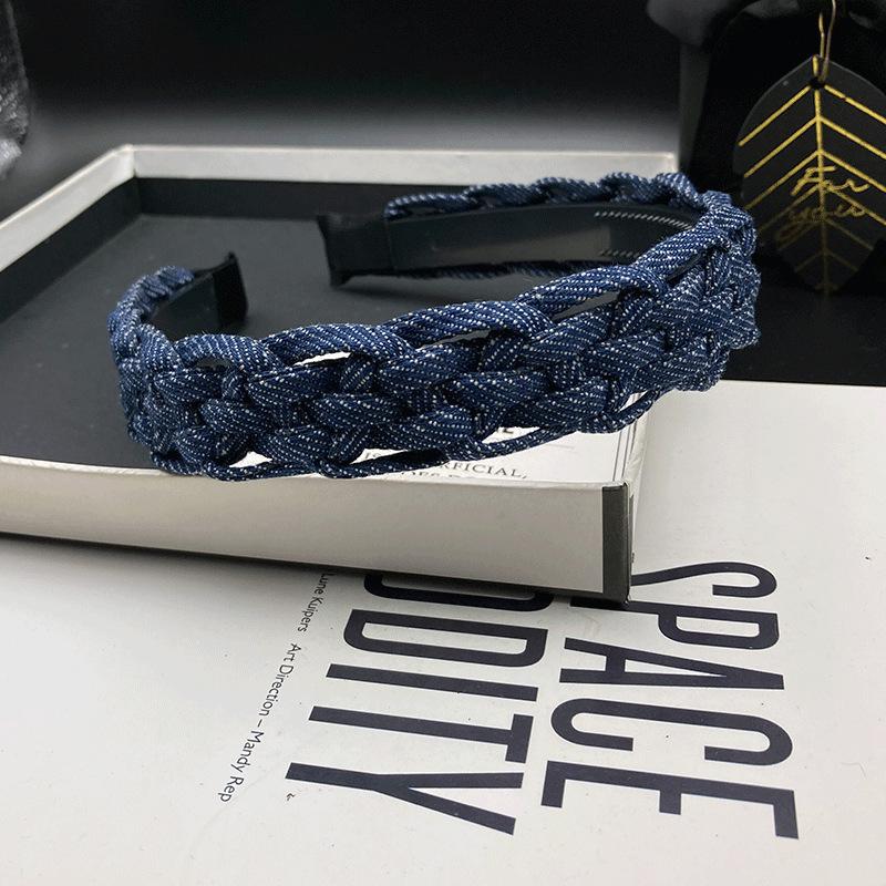 Handmade Denim Braided Hair Clip Headband - Hong Kong Style for Women