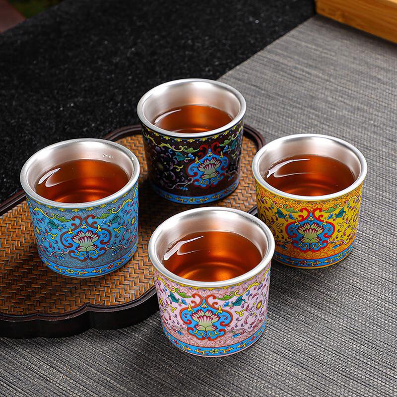 Chaxun 999 Enamel Silver-Plated Ceramic Teacup