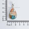 Oyster Copper Turquoise Pendant: Teardrop 925 Sterling Silver Necklace