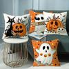 1pc Halloween Cushion Cover Black Cat Pumpkin Ghost Pattern Decorative Pillowcase Suitable for Bedroom Decoration Festival Gifts