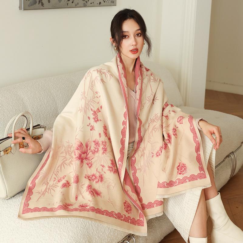65 * 190 cm Autunno e Inverno Nuovo Sciarpa Versatile Semplice Tinta Unita con Frange Imitazione Cashmere Double-Sided Sciarpa Calda Shawl d'Atmosfera