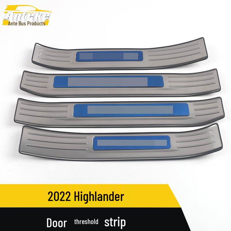 22 Highlander Stainless Steel Door Sill Trim Stickers - Anti-Scratch Welcome Pedal Protector