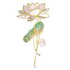 Mondbeschienene Lotus-Teich-Brosche, Elegante Brosche mit Lotusblatt und Lotusblume aus Imitat-Perlmutt, Exquisite Ansteckblume für Anzug