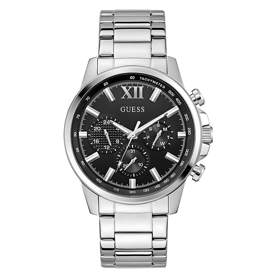 Мужские многофункциональные черные часы Guess Walker 44 мм GW0900G1 чёрный