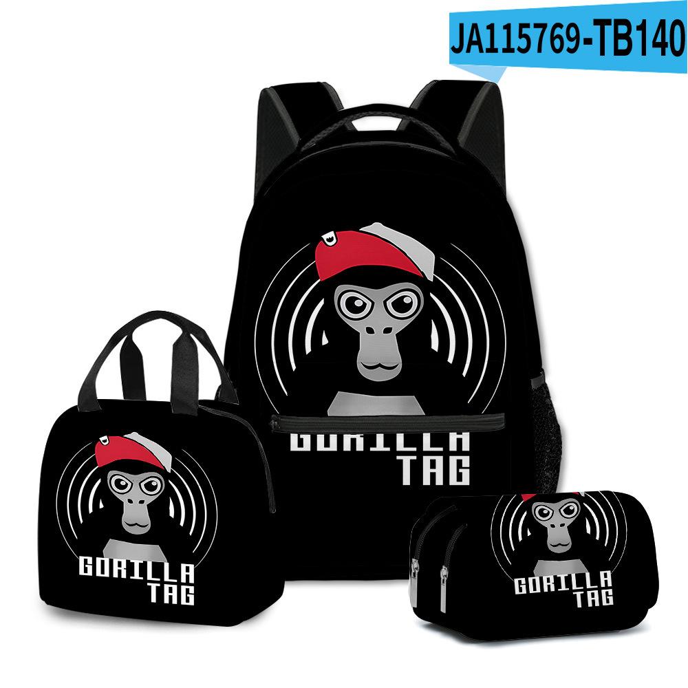 Mode Nieuwigheid Mode Cool Gorilla tag 3D Geprint 3 stuks/Set Student Schooltassen Laptop Dagrugzak Rugzak Lunchtas Etui