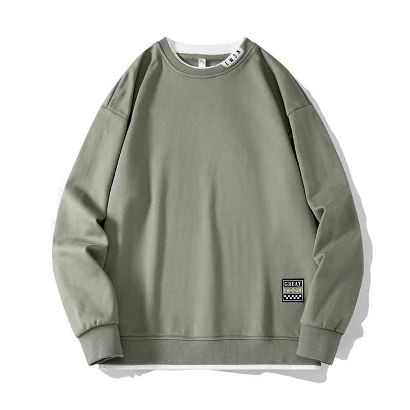 Maglione di grandi dimensioni da uomo primavera e autunno nuovo sciolto a maniche lunghe t-shirt sciolto tendenza più grasso fondo camicia da uomo
