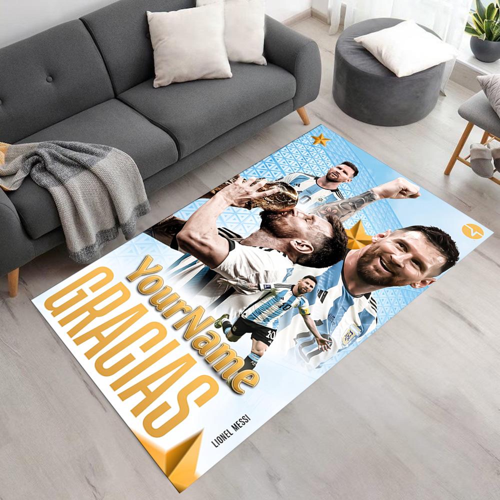 Messi Personalized Name Carpet Design for Dormitory Dining Room Entryway Game Room Anti-slip Rug Decorate Offices
