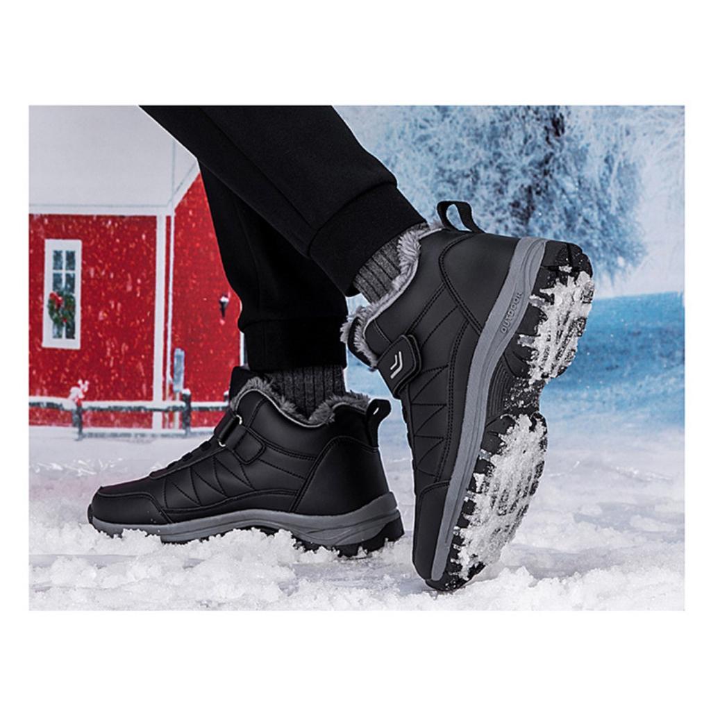 Outdoor Men's Cotton Shoes, Winter High Top Snow Shoes, Hiking Shoes, Waterproof and Plush Snow Boots