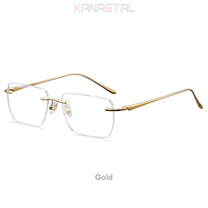 Men Ultralight Pure Titanium Frameless Eyeglasses Women Blue Light Blocking Business Glasses Prescription Myopia Reading Eyewear