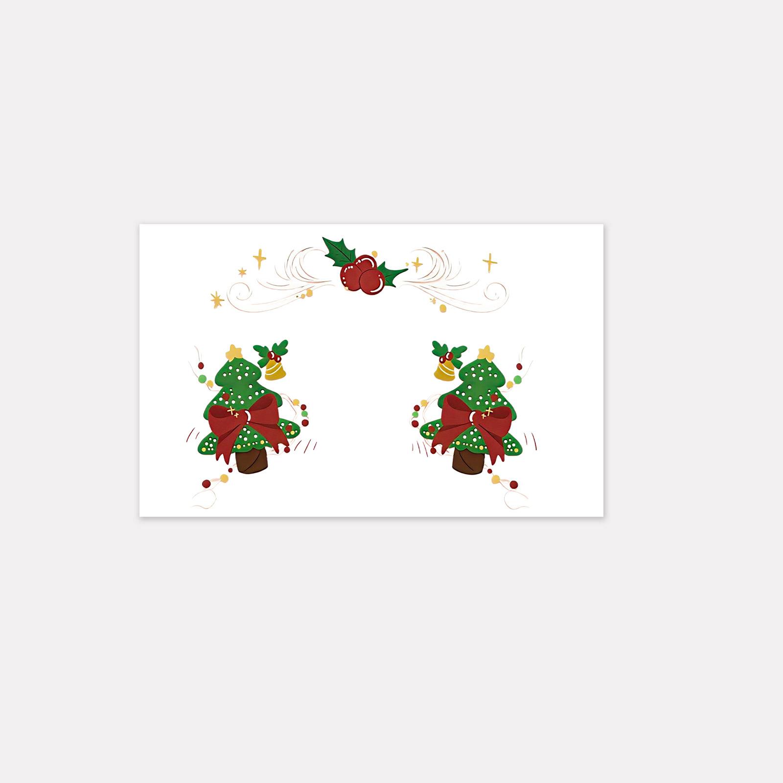 Christmas Makeup Face Sticker Cute Christmas Tree Holiday Party Creative Face Tattoo Sticker 19*12