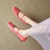 Fashion New Summer Cow Leather Woman Shoe Round Toe Women Pumps Shoes for Women Fashion Hollow Out Mary Jane Shoes Low Heel Flat Shoes
