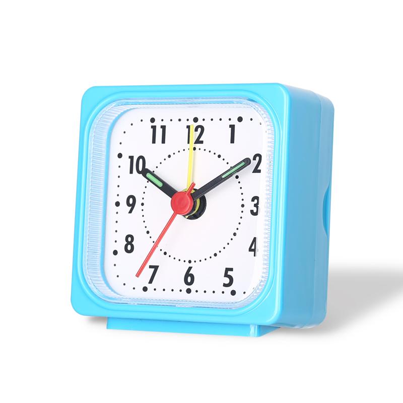 Square Bedside Alarm Clock Small Clear Acrylic Frame Colorful Hands Quartz Movement For Accurate Time Desk Clock For Bedroom