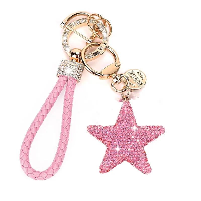 Car Keychain Full of Diamond Fawziya Star Keychain Valentine's Day Keychain Bag Pendant Bling Rhinestone Heart Charm for Women