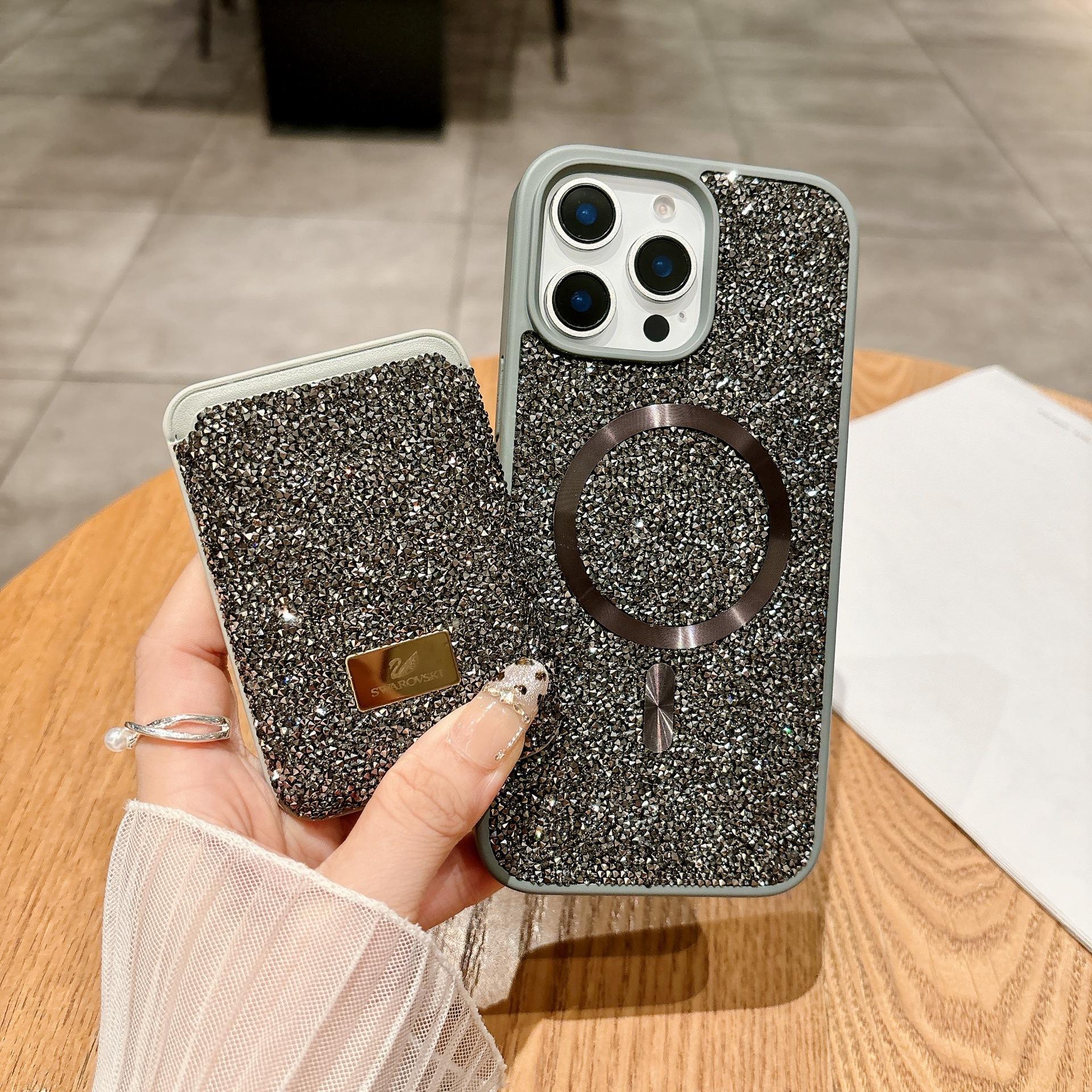 

Подходит для iPhone16 Promax Чехол для мобильного телефона с магнитной сумкой для карт с отверстием Полная защита от падений Samsung S25ultra iPhone16