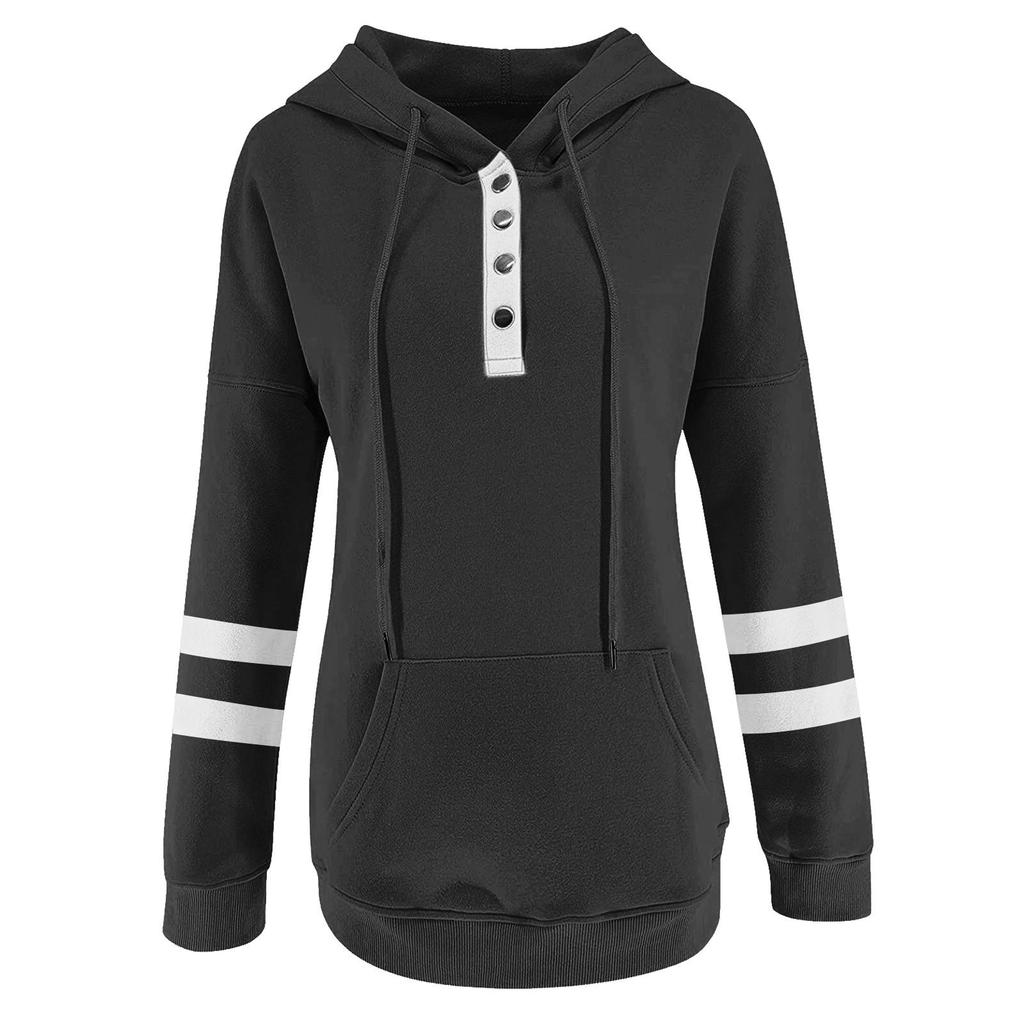 Women's Pullover Hoodies Tops Casual Button Down Long Sleeve Pocket Sweatshirts