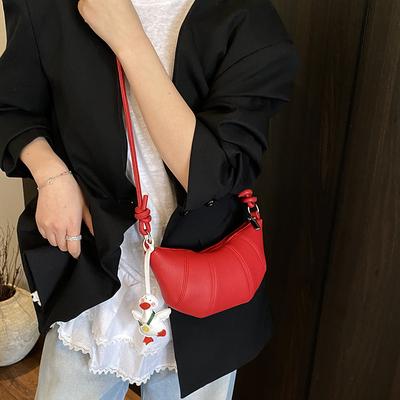 Fashion Lychee Pattern Dumpling Bag Women's 2025 Spring New Trend Simple Casual Personality Niche Shoulder Messenger Bag