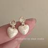 Prelude to Fall: French Retro Zircon Heart Drop Enamel Earrings