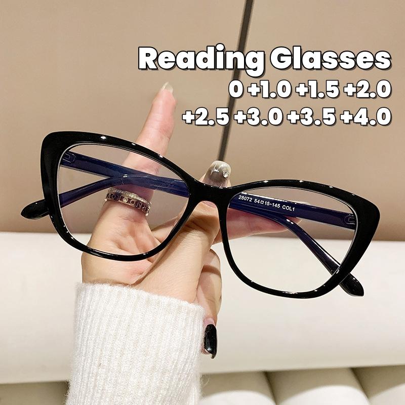 Occhiali da lettura da donna alla moda, da uomo, alla moda, di lusso, con design alla moda, presbiopia, occhiali da vista con occhi di gatto, anti-luce blu, per donna