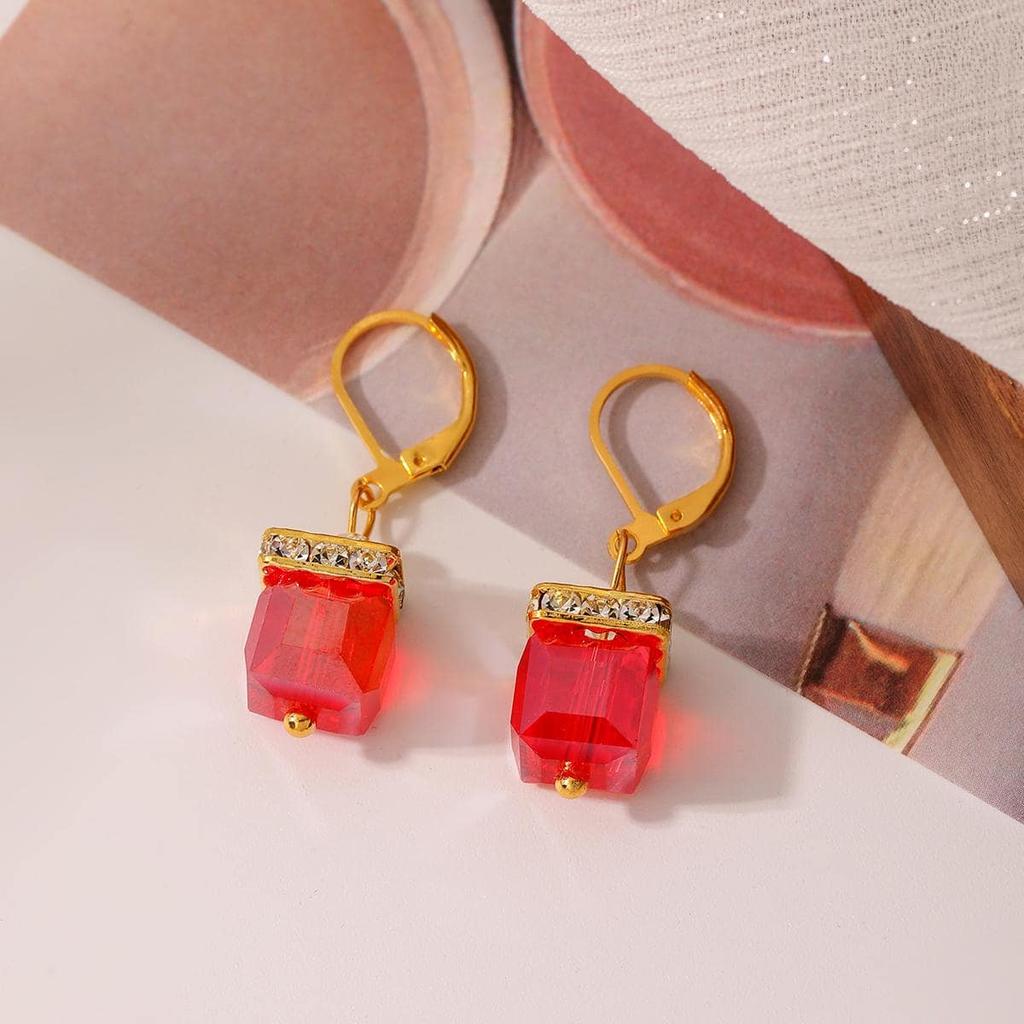 New Woman Fashion Jewelry High Quality Blue Pink White Purple Crystal Zircon  Earrings