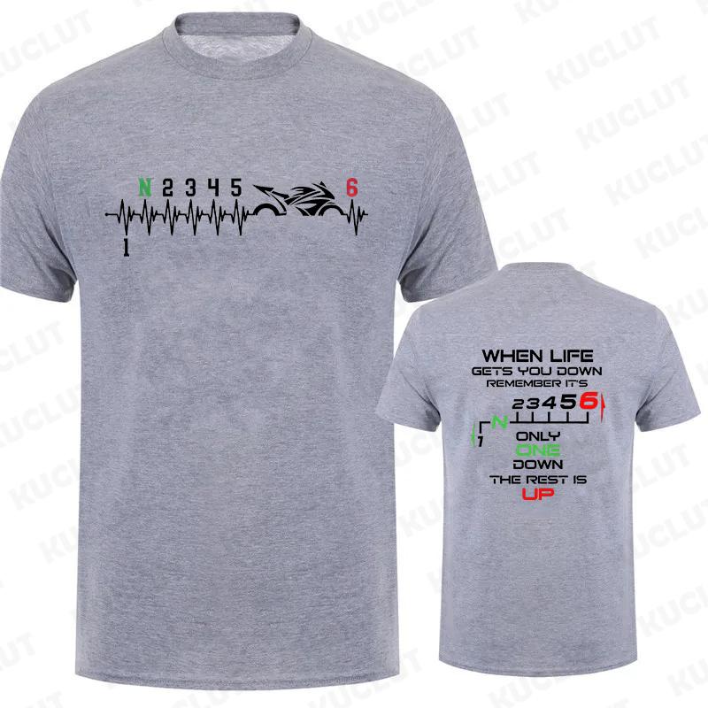 1N23456 Motorcycle Gear Biker Heartbeat Graphic Print T Shirt Men T-Shirts Summer Men's T Shirt Clothing Oversized Men Tshirt