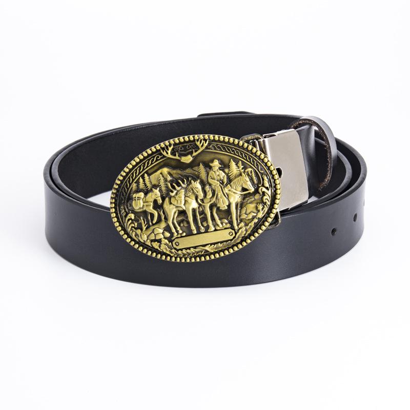 Men's Trendy Western Cowboy Genuine Leather Belt - Retro Punk Style, Perfect for Formal Wear or Birthday & New Year Gifts.