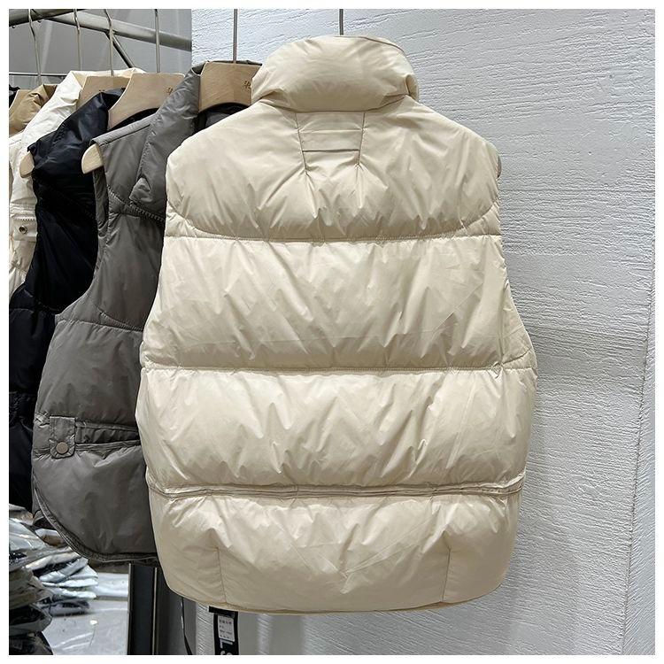 Winter Women Puffer Vest Stand Collar Sleeveless Jacket Loose Fit Short Waistcoat Quilted Outerwear Casual Fashion