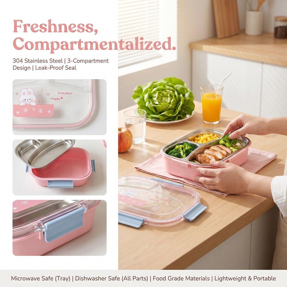 Microwave Safe Cute Lunch Container Food Grade Partitioned Lunch Plate Refrigeration Storage
