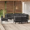 Day and Night - Day and Night Garden Furniture 8 Pieces and Cushions Black Solid Pine Wood
