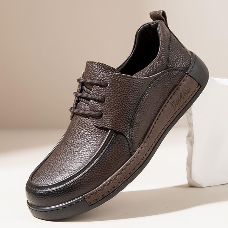 Fashion All-match Male Flats High Quality Skate Shoes Men Walking Shoes for Men Lace-Up Sneakers Leather Mens Breathable Casual Shoes