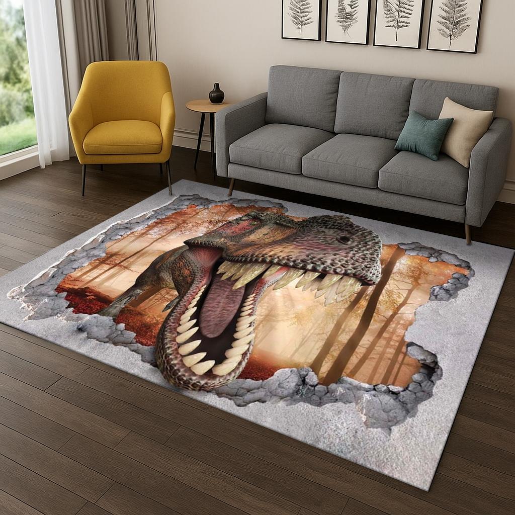

3D Ковер-иллюзия динозавра для дома, спальни, гостиной, дивана, придверный коврик, кухонный декор, детский игровой коврик, нескользящий коврик для пола 40x60cm