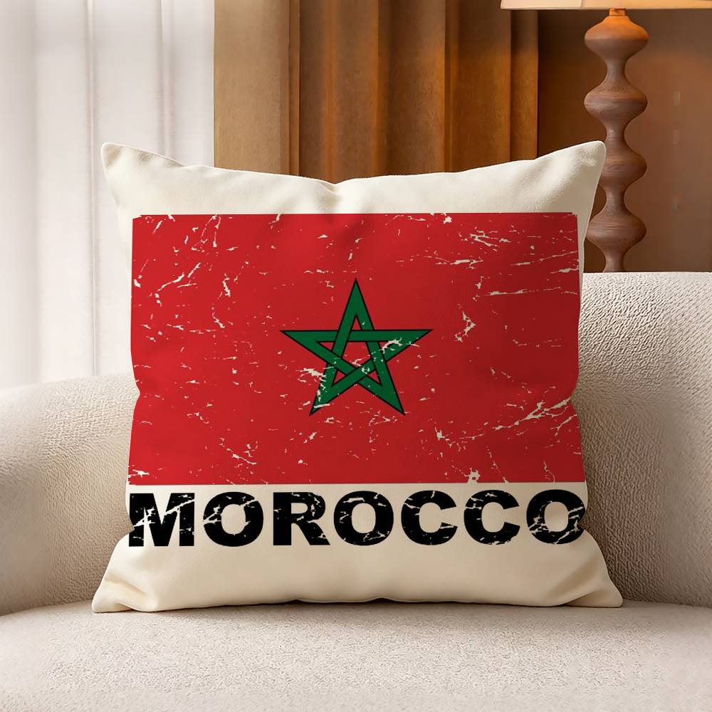 Morocco FFlag Cotton Linen Square Pillow Covers Home Decor Gifts