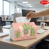 2D Flat, 1pc Tissue Box, Printed On Both Sides, Llama Cactus Print Tissue Box Cover Cacti Llama Design, Durable Fabric with Decorative Lid, Compact St