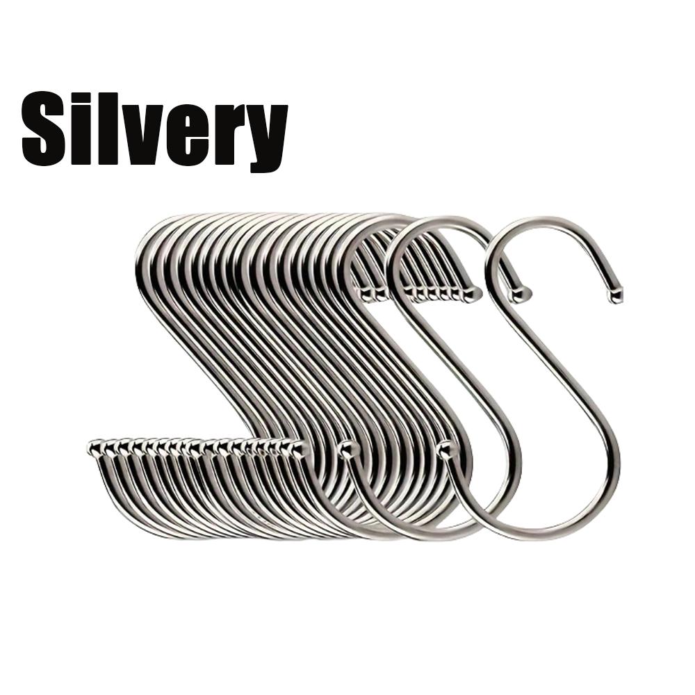 

10/20pcs S-Shaped Hooks Stainless Steel Key Holder Hanging Organizers Bathroom Kitchen Home Garden Hanging Clothing Storage Tool 10pcs
