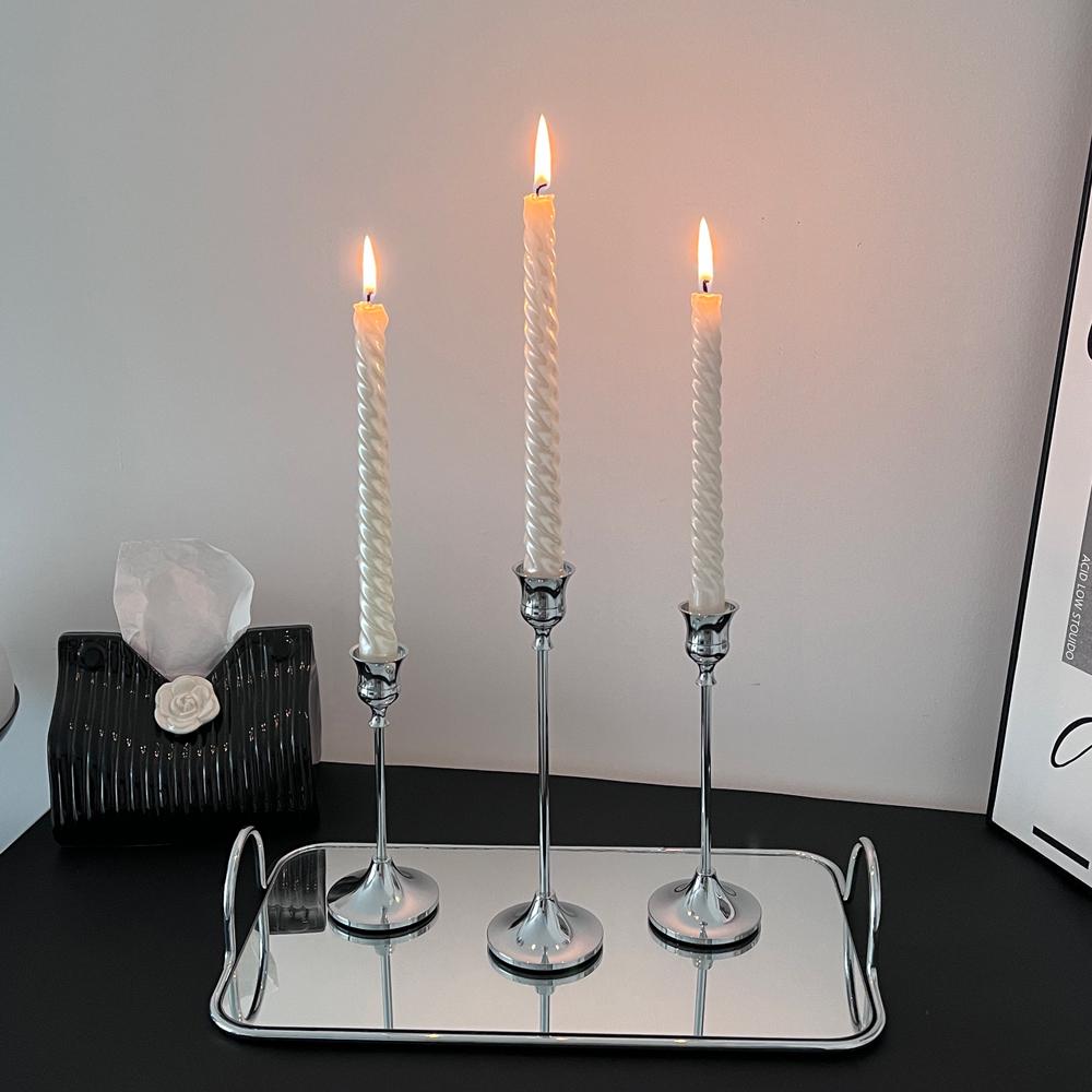 Nordic Style Silver Candlestick for Romantic Candlelight Dinners and Festive Table Decor