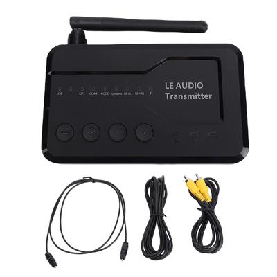 Bluetooth 5.3 Audio Adapter 50M Range Wireless Audio Transmitter Adapter with USB AUX OPT COAX Inputs External Antenna